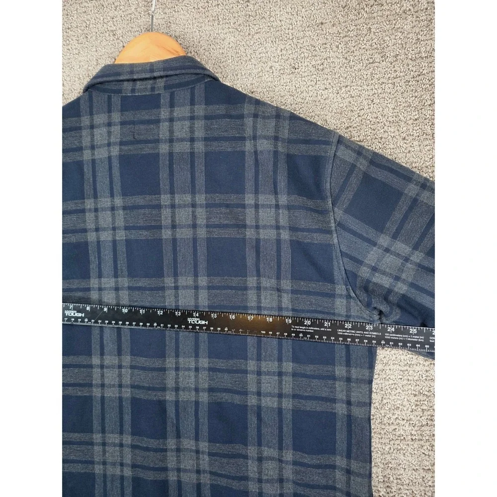 Vuori Coastside Mens XL Plaid Fleece Lined Snap Flannel Shirt Jacket Blue Gray